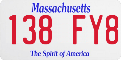 MA license plate 138FY8
