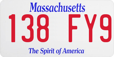 MA license plate 138FY9