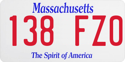 MA license plate 138FZ0