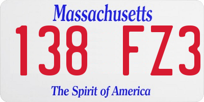 MA license plate 138FZ3