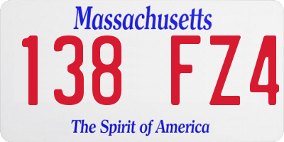 MA license plate 138FZ4