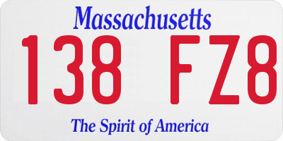 MA license plate 138FZ8