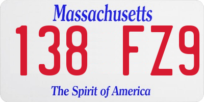 MA license plate 138FZ9
