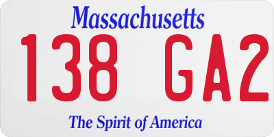 MA license plate 138GA2