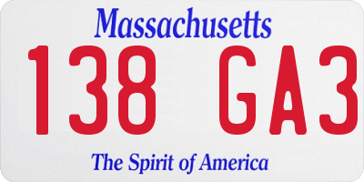 MA license plate 138GA3