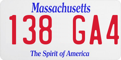 MA license plate 138GA4