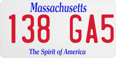 MA license plate 138GA5