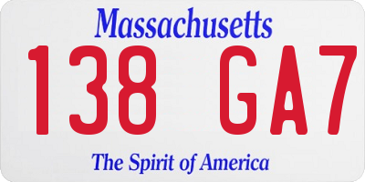 MA license plate 138GA7