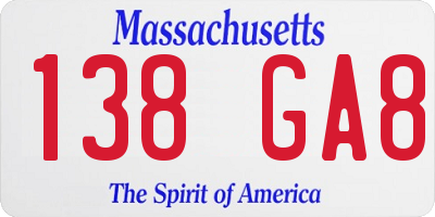MA license plate 138GA8