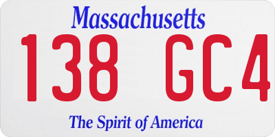MA license plate 138GC4