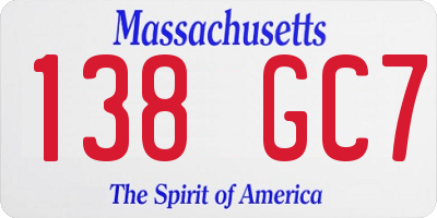 MA license plate 138GC7