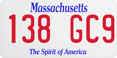 MA license plate 138GC9