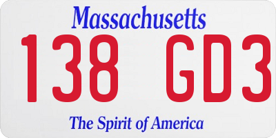 MA license plate 138GD3