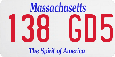 MA license plate 138GD5