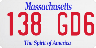 MA license plate 138GD6