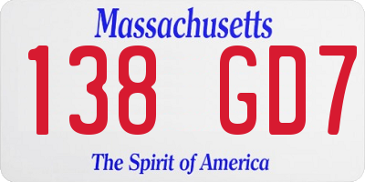 MA license plate 138GD7