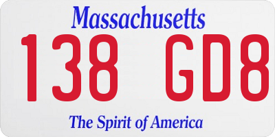MA license plate 138GD8