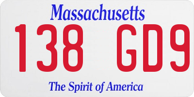 MA license plate 138GD9