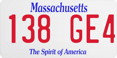 MA license plate 138GE4