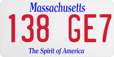 MA license plate 138GE7