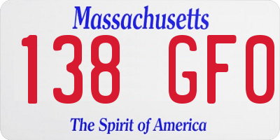 MA license plate 138GF0