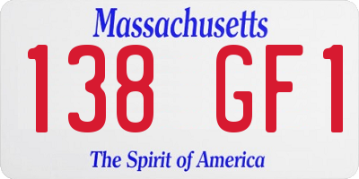 MA license plate 138GF1