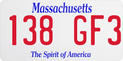 MA license plate 138GF3
