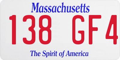 MA license plate 138GF4