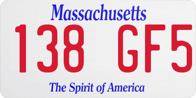 MA license plate 138GF5