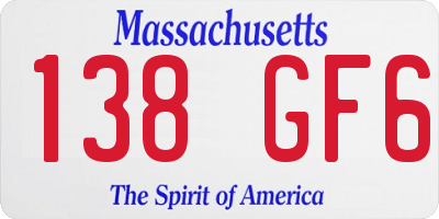 MA license plate 138GF6