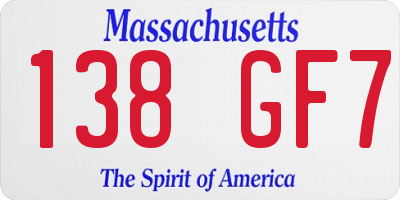 MA license plate 138GF7