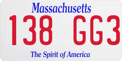 MA license plate 138GG3