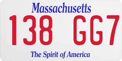MA license plate 138GG7