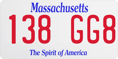 MA license plate 138GG8