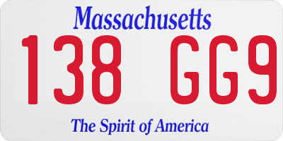 MA license plate 138GG9