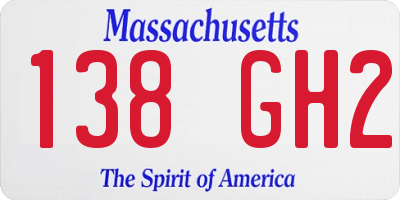 MA license plate 138GH2