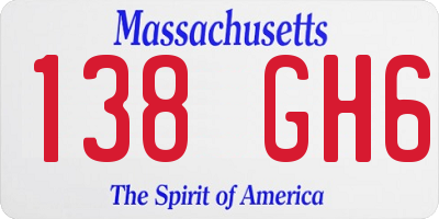 MA license plate 138GH6