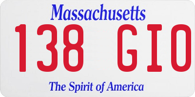 MA license plate 138GI0