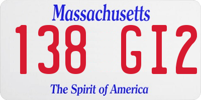 MA license plate 138GI2