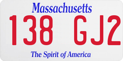 MA license plate 138GJ2