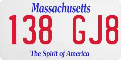 MA license plate 138GJ8