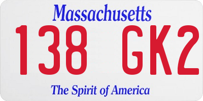 MA license plate 138GK2