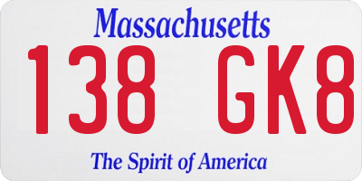MA license plate 138GK8