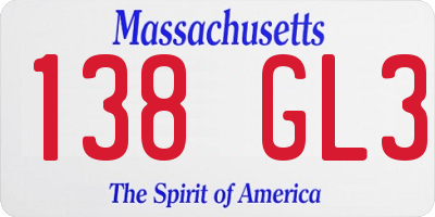 MA license plate 138GL3