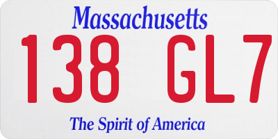 MA license plate 138GL7