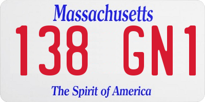 MA license plate 138GN1