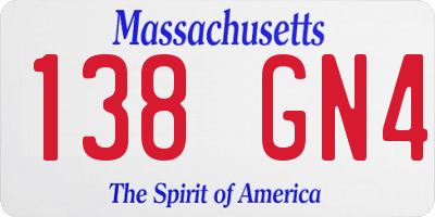 MA license plate 138GN4