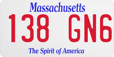 MA license plate 138GN6