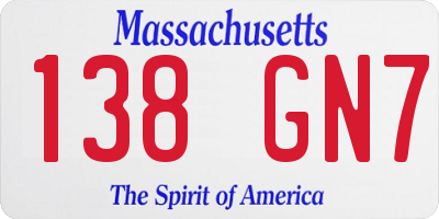 MA license plate 138GN7