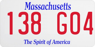MA license plate 138GO4